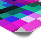 幾何学的カラフルピクセルピクセル化プレイド ポスター (角)