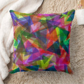 幾何学的カラフル三角形モザイク枕 クッション (ブランケット)
