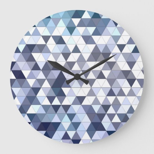 幾何学的カラフル三角形モザイク：抽象芸術バック ラージ壁時計 (正面)