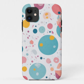 幾何学的カラフル円パターン iPhone 11 ケース