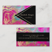 幾何学的カラフル大理石グリッター金ゴールドストライプ 名刺 (正面/裏面)