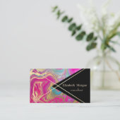 幾何学的カラフル大理石グリッター金ゴールドストライプ 名刺 (スタンド正面)