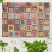 幾何学的カラフル形状黄色のキッチンタオル キッチンタオル (折り畳み)