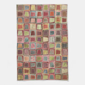 幾何学的カラフル形状黄色のキッチンタオル キッチンタオル (縦)