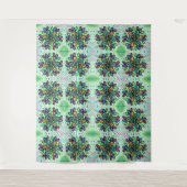 幾何学的カラフル涙滴水色パターン タペストリー (正面)