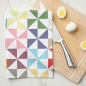 幾何学的カラフル風車 キッチンタオル (四つ折り)