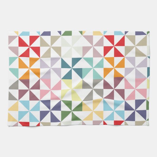 幾何学的カラフル風車 キッチンタオル (横)