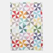 幾何学的カラフル風車 キッチンタオル (縦)