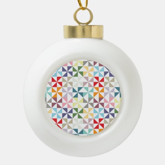 幾何学的カラフル風車 セラミックボールオーナメント (正面)