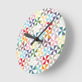 幾何学的カラフル風車 ラウンド壁時計 (傾斜)