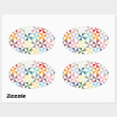 幾何学的カラフル風車 楕円形シール (シート)