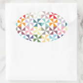 幾何学的カラフル風車 楕円形シール (バッグ)