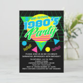 幾何学的カラフル1980年代80年代40歳の誕生日パーティー 招待状 (スタンド正面)