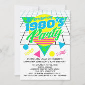 幾何学的カラフル1980年代80年代40歳の誕生日パーティー 招待状 (正面)