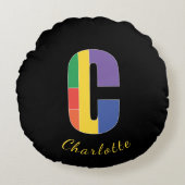 幾何学的カラフル モダン ラウンドクッション (正面)