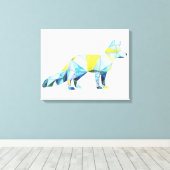 幾何学的キツネ動物 キャンバスプリント (インサイチュ (ウッドフロア))