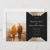 幾何学的ギャツビーフェイク金ゴールドホイ救ルこの日付 案内状 (裏面)