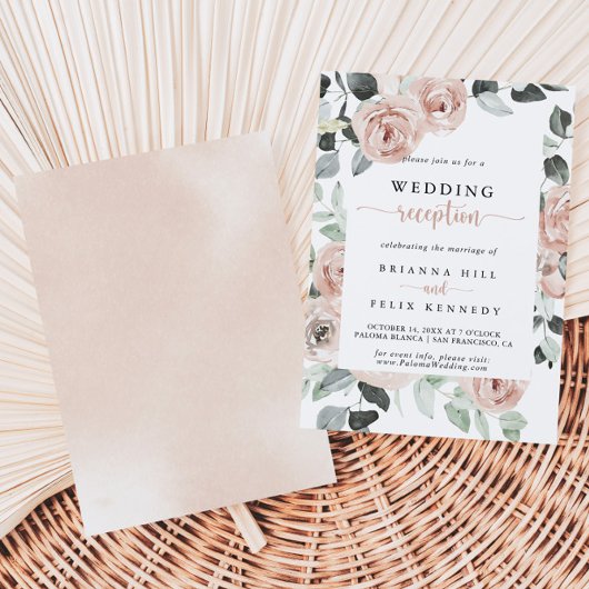 幾何学的クラシックピンクローズウェディング 招待状