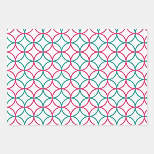 幾何学的クラシック赤緑白クリスマス ラッピングペーパーシート (正面3)