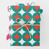 幾何学的クラシック赤緑白クリスマス ラッピングペーパーシート (インサイチュ)