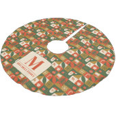 幾何学的クリスマスシームレスサンタベアーパターン ブラッシュドポリエステルツリースカート (アングル)