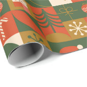 幾何学的クリスマスシームレスサンタベアーパターン ラッピングペーパー (ロールコーナー)