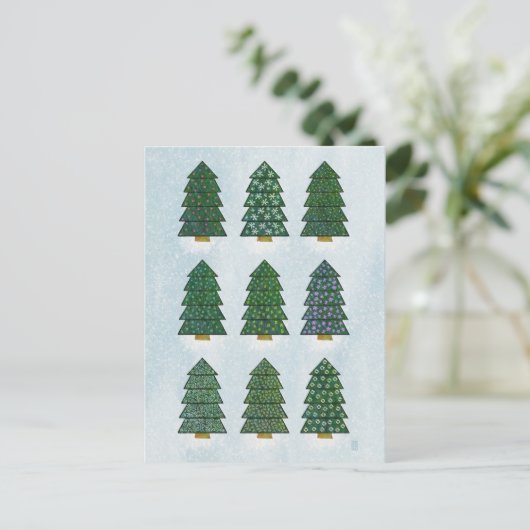 幾何学的クリスマスツリー家族の願い シーズンポストカード (スタンド正面)