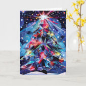 幾何学的クリスマスツリー カード (黄色い花)