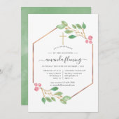 幾何学的クリスマスバプテスマまたは《キリスト教》洗礼式や命名式 招待状 (正面/裏面)