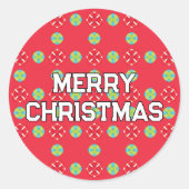 幾何学的クリスマスパターン – クリスマス ラウンドシール (正面)