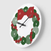 幾何学的クリスマスリース ラージ壁時計 (傾斜)