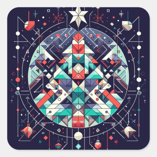 幾何学的クリスマス スクエアシール (正面)