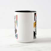 幾何学的クールゼブラアフリカ野生生物 ツートーンマグカップ (中央)