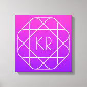 幾何学的クールモノグラム |マゼンタ紫バイオレット キャンバスプリント (正面)