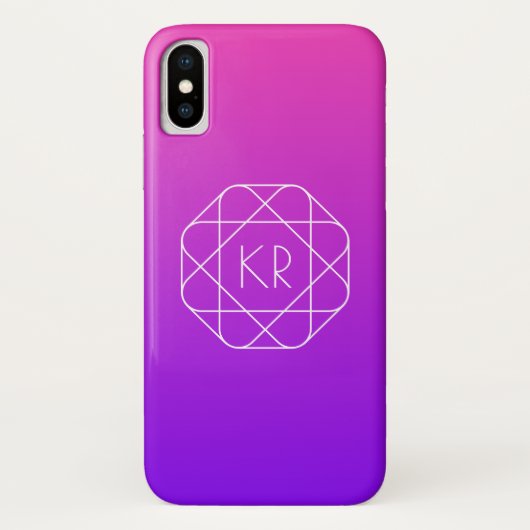 幾何学的クールモノグラム |マゼンタ紫バイオレット Case-Mate iPhoneケース (裏面)