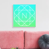 幾何学的クールモノグラム |青とライムグリーングラデーション キャンバスプリント (インサイチュ (リビング))