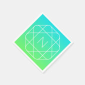 幾何学的クールモノグラム |青とライムグリーングラデーション スタンダードカクテルナプキン (角)