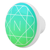 幾何学的クールモノグラム |青とライムグリーングラデーション セラミックノブ (右)