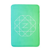 幾何学的クールモノグラム |青とライムグリーングラデーション バスマット (正面縦)