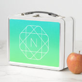 幾何学的クールモノグラム |青とライムグリーングラデーション メタルランチボックス (インサイチュ)