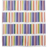 幾何学的クール二重虹バーコード シャワーカーテン (正面)