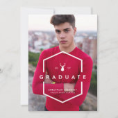 幾何学的グラッドライト写真卒業のお知らせ 招待状 (正面)