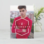 幾何学的グラッドライト写真卒業のお知らせ 招待状 (スタンド正面)