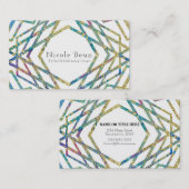 幾何学的グラムカラー&金ゴールドシカスタムックモダン 名刺 (正面/裏面)