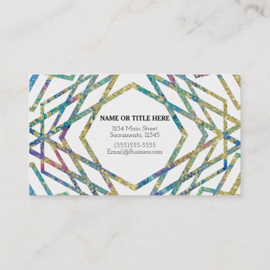 幾何学的グラムカラー&金ゴールドシカスタムックモダン 名刺 (裏面)