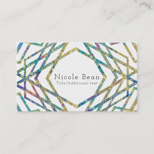 幾何学的グラムカラー&金ゴールドシカスタムックモダン 名刺 (正面)