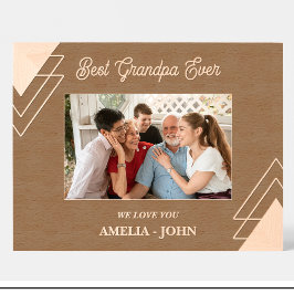 幾何学的グランドパ名カスタム前写真枠 レーザー彫刻フレーム