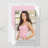 幾何学的グラード | ピンク/グレー卒業パーティー招待状 招待状 (正面)