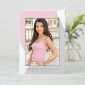 幾何学的グラード | ピンク/グレー卒業パーティー招待状 招待状 (スタンド正面)