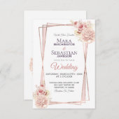 *~*幾何学的グリッターフレーム赤面バラ 招待状 (正面/裏面)